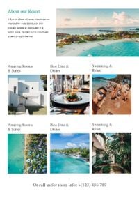 白色和蓝色旅游度假海 宣传单