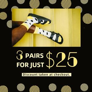 pairs, fashion, beauty, Black And Yellow Polka Dots Socks Sale Instagram Post Template