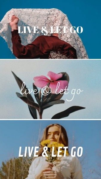 woman, girl, flower, Blue Life And Let Go Photo Collage 9:16 Template