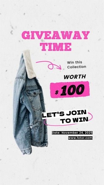 e-commerce, online shopping, promotion, Pink Jacket Black Friday Branding Fashion Giveaway  Instagram Story Template