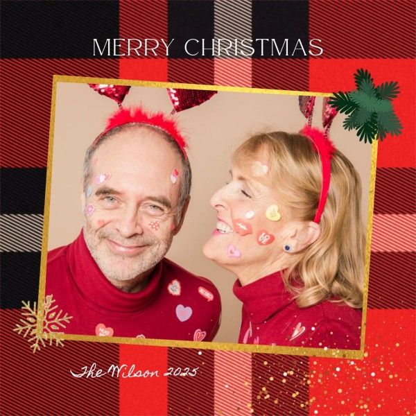 Red Christmas Couple Collage Photo Collage (Square)