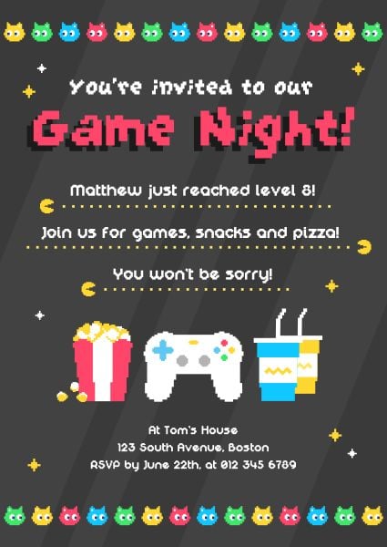 Cartoon Gaming Party Invitation Invitation