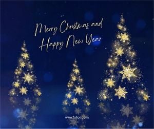 holiday, xmas, wish, Blue Lumious Light Christmas Tree Facebook Post Template
