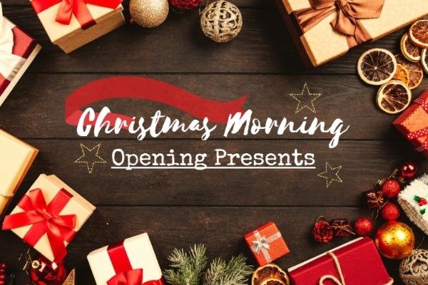 gift, holiday, open gift, Christmas Opening Presents Blog Title Template