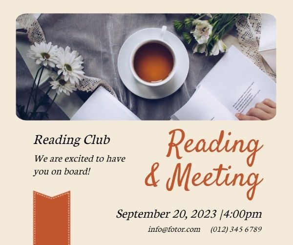 friend, salon, book store,  Reading And Meeting Club Ads Facebook Post Template