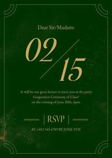 party, event, vintage, Dark Green Classic Graduation Ceremony Invitation Template