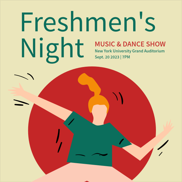 concert, kids, music, Green Background Freshmen's Night Instagram Post Template