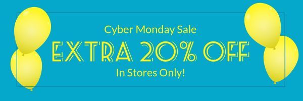 Blue Cyber Monday Discount Email Banner Twitter Cover