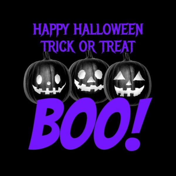 spooky, cartoon, horror, Dark Happy Halloween Boo Trick Or Treat Instagram Post Template