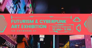 rock, music, sound, Red Cyberpunk Art Exhibition Facebook Event Cover Template