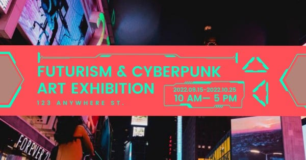 Red Cyberpunk Art Exhibition Facebook Event Cover