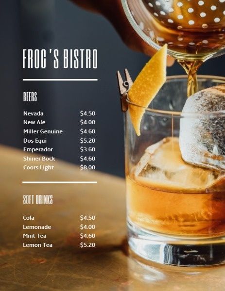 restaurant, cafeteria, alcohol, Beer And Soft Drink Menu Template