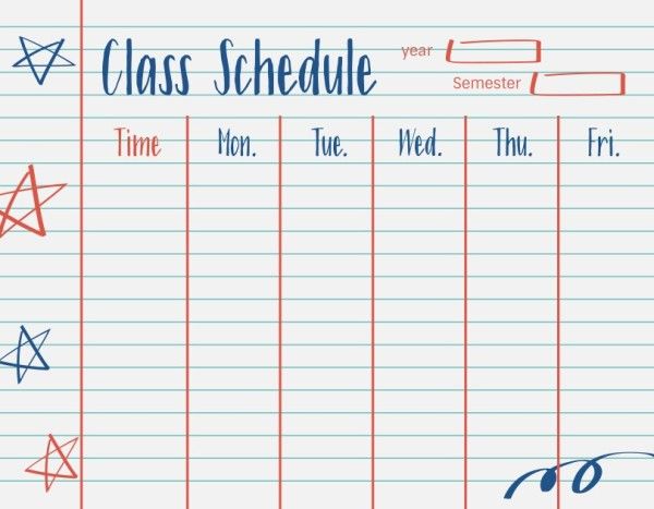 term, semester, blank, Lines Background Class Schedule Class Schedule Template