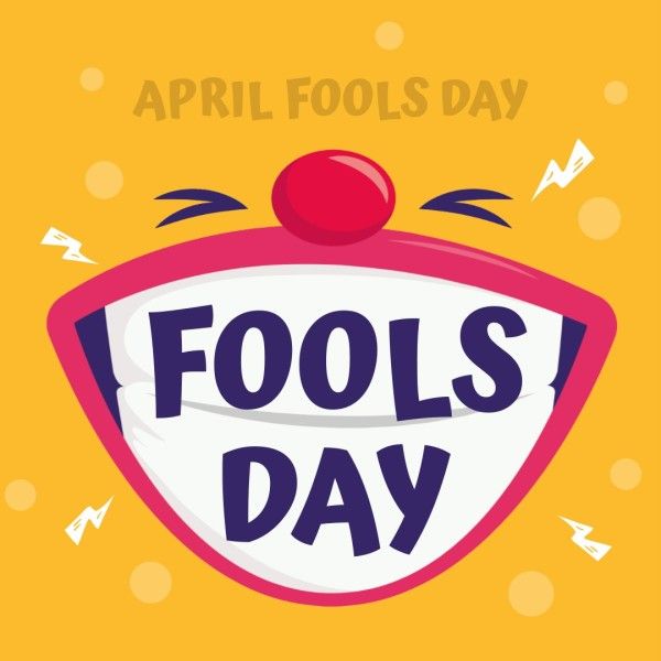 greeting, celebration, festival, Yellow Smiley Illustrated April Fools' Day Instagram Post Template