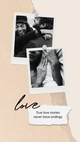 love, couple, lover, Beige And Brown Scrapbook Collage Photo Collage 9:16 Template