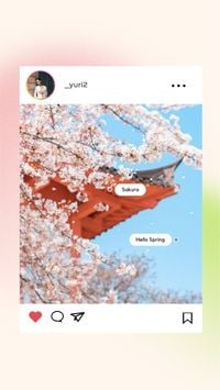 blossom, cherry, sakura, Pink Soft Gradient Ui Spring Travel Instagram Story Template