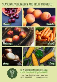 fruit, fresh, organic, Farm Vegetable Promotion Advertisement Flyer Template
