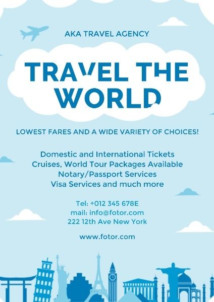 abroad, world, service, Travel Agency Poster Template