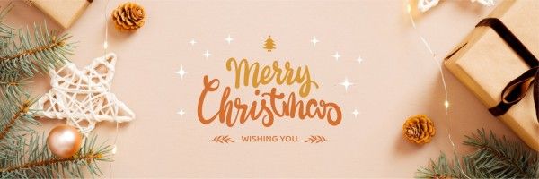 米色和金色现代圣诞快乐 Twitter封面