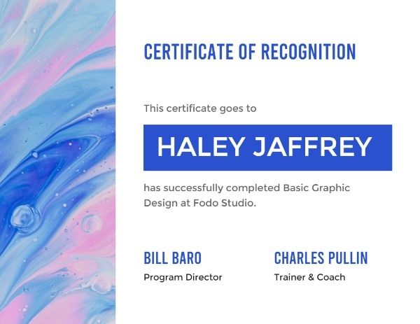 Blue Design Certificate Certificate