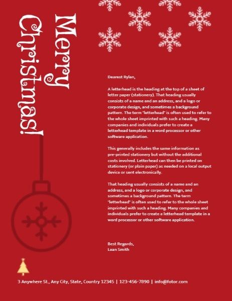 holiday, festive, santa, Red Christmas Letterhead Template