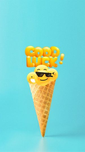 funny, cool, icecream, Blue 3d Illustration Emoji Summer Greeting Mobile Wallpaper Template