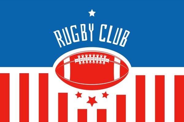 sports flag, team, sports team, Blue And Red Classic Rugby Club Flag Template