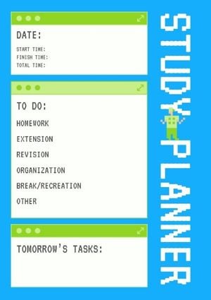 list, to-do list, schedule, Blue And Green Study Planner Template