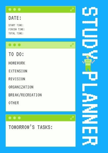 list, to-do list, schedule, Blue And Green Study Planner Template