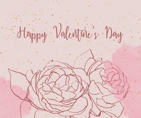 festival, celebration, love, Pink Flower Valentine Facebook Post Template