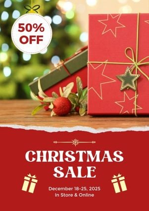 holiday sale, promotion, discount, Green And Red Christmas Sale Poster Template