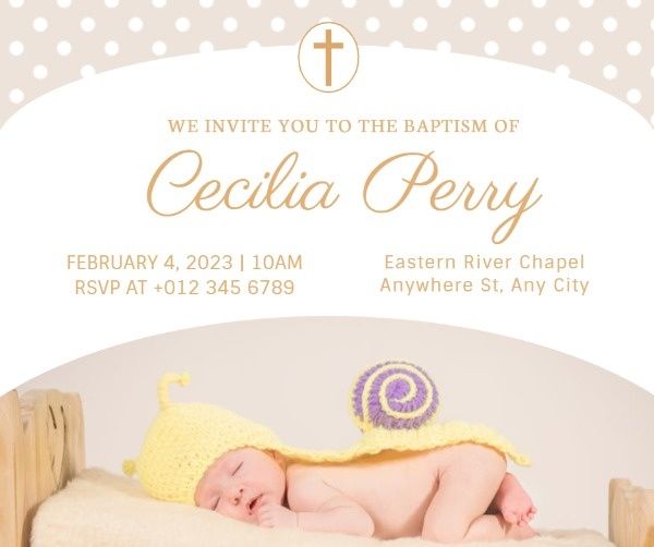 religion, child, kid, Baptism Invitation Facebook Post Template