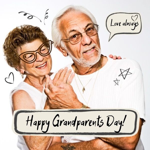grandparents, life, holiday, White Grand Parents Day Wishes Instagram Post Template