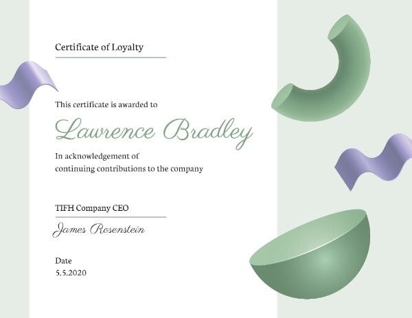 certificate of membership, membership, conference, Green Loyalty Certificate Template