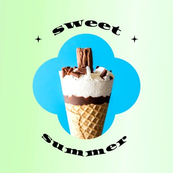 ice cream, photo, photo collage, Green Gradient Sweet Summer Instagram Post Template