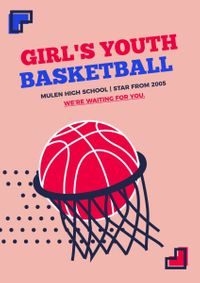 sport, training, youth, Women's Basketball Club School Recruit Poster Template