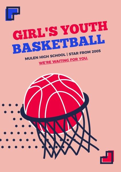 女子篮球俱乐部学校招聘 英文海报