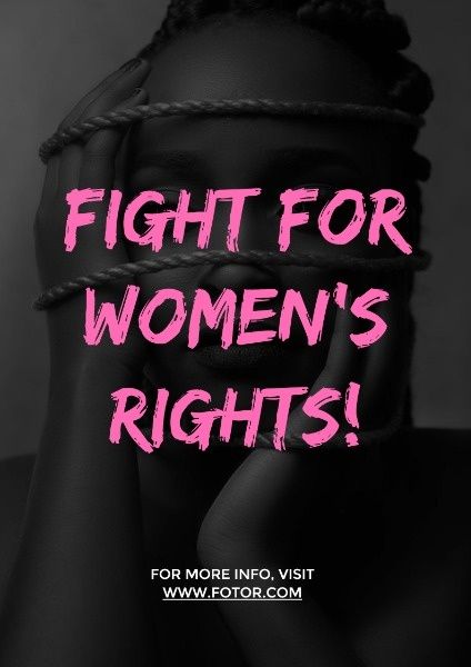woman, girl power, all in for equality, Black Fight For Women's Rights Poster Template
