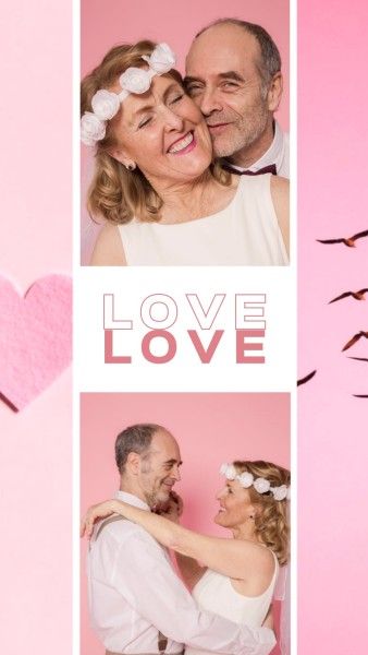 valentines day, romantic, Pink Love Couple Valentine Collage Photo Collage 9:16 Template