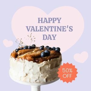 food, brand building, promotion, Valentine's Day Cake Dessert Branding Sale Post Instagram Post Template