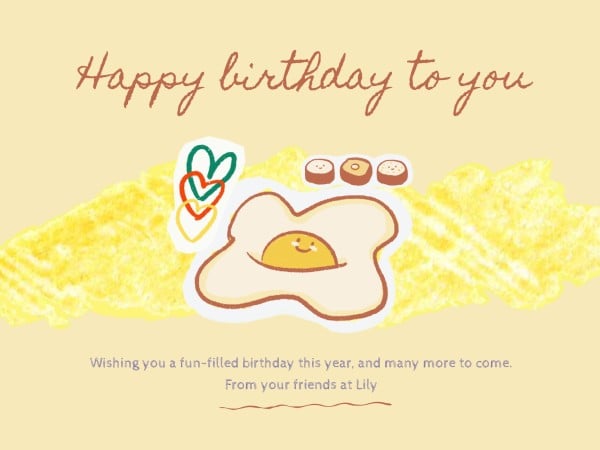 Yellow Happy Birthday To You Card