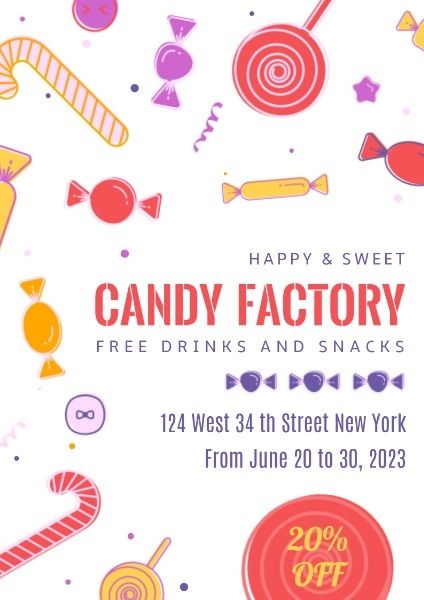 sweet, food, business, Candy Factory Store Sale Poster Template