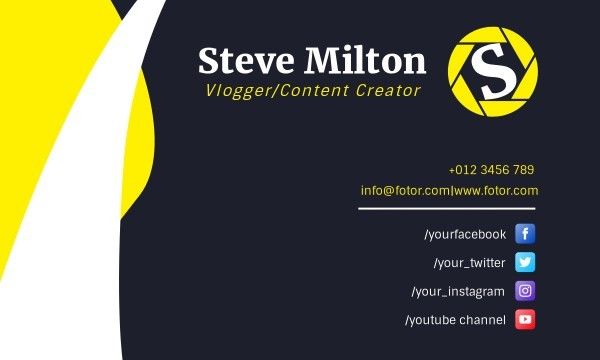 work, id card, job, Yellow YouTuber Business Card Template