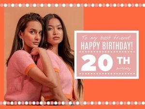 greeting, wishing, party, Orange Girl Happy Birthday Card Template