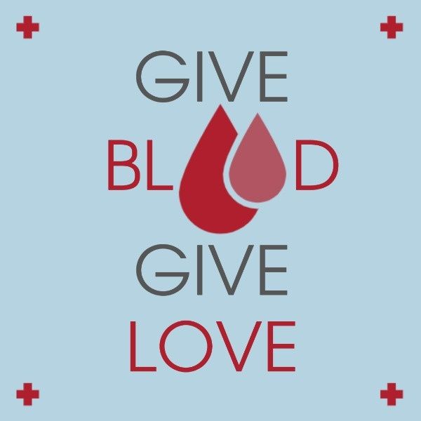 love, charity, organization, Blue Blood Donation Event Instagram Post Template