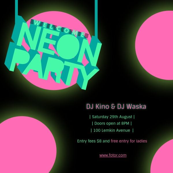 Neon Music Party Instagram Post Template Instagram Post