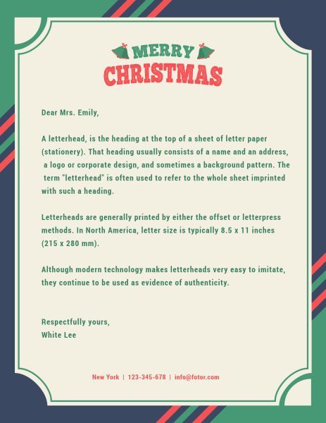 holiday, festival, new year, Christmas Letter Letterhead Template