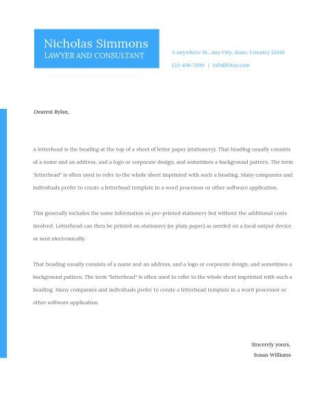 business, office, company, White And Blue Lawyer And Consultant Letterhead Template