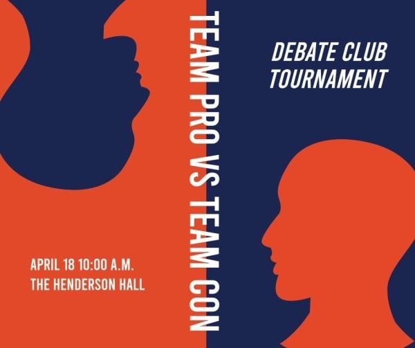 team, competition, event, Black And Blue Debate Club Tournament  Facebook Post Template