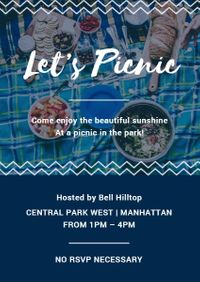 gathering, summer picnic, have a picnic, Blue Outing Picnic Invite Invitation Template
